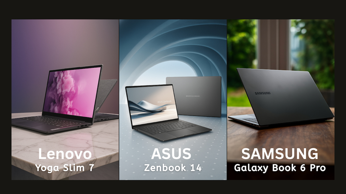 ASUS Zenbook 14 (2025) vs Lenovo Yoga Slim 7 (2025) vs Samsung Galaxy Book 6 Pro
